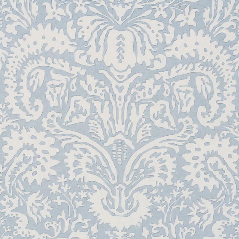 Schumacher X Veere Grenney Suffolk Damask Fabric, Blue