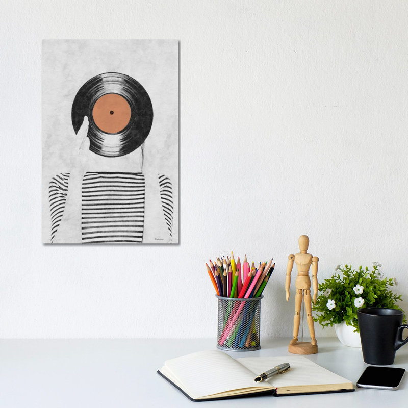 Vinyl Record Head by Underdott Art - Wrapped Canvas Print, 20.32 cm H x 30.48 cm W