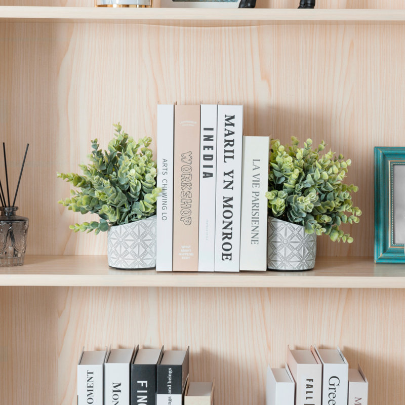 Ensemble de serre-livres décoratif à motif d'eucalyptus artificiel
