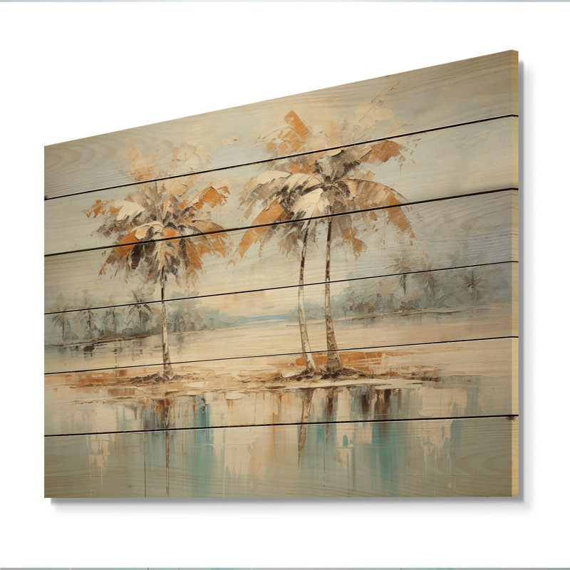 Minimalisme Plam Trees Solutide II sur bois, H 30 po x l 40 po x P 0,78 po
