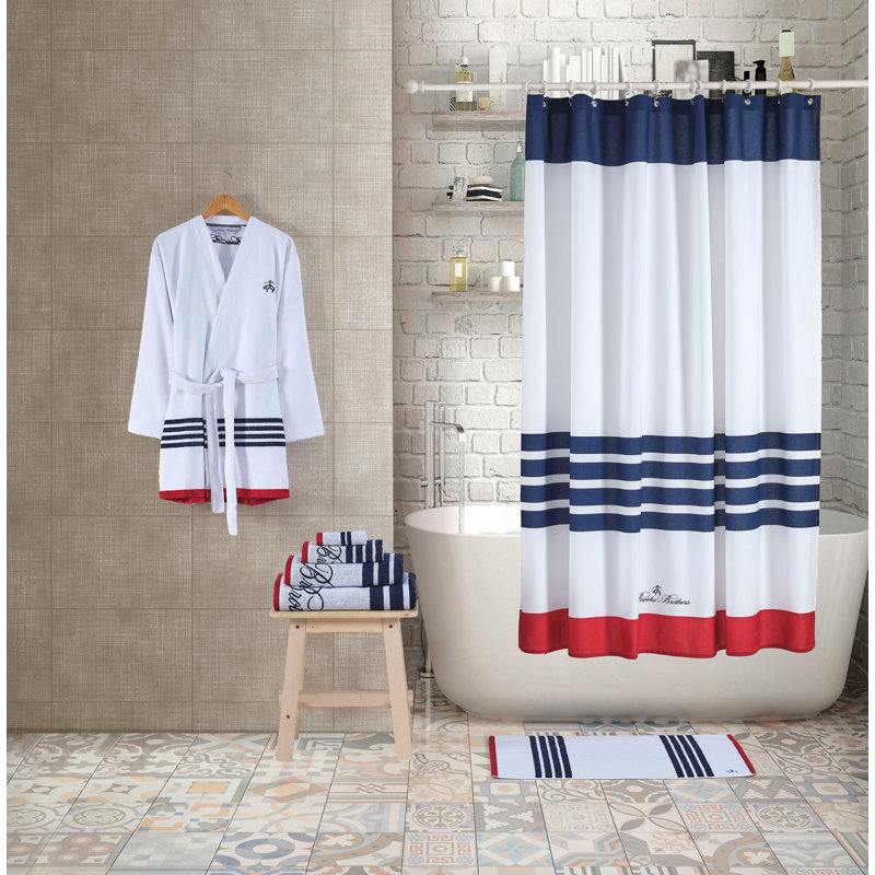 Standard White Cotton Tub Curtain with Edge Embellishment