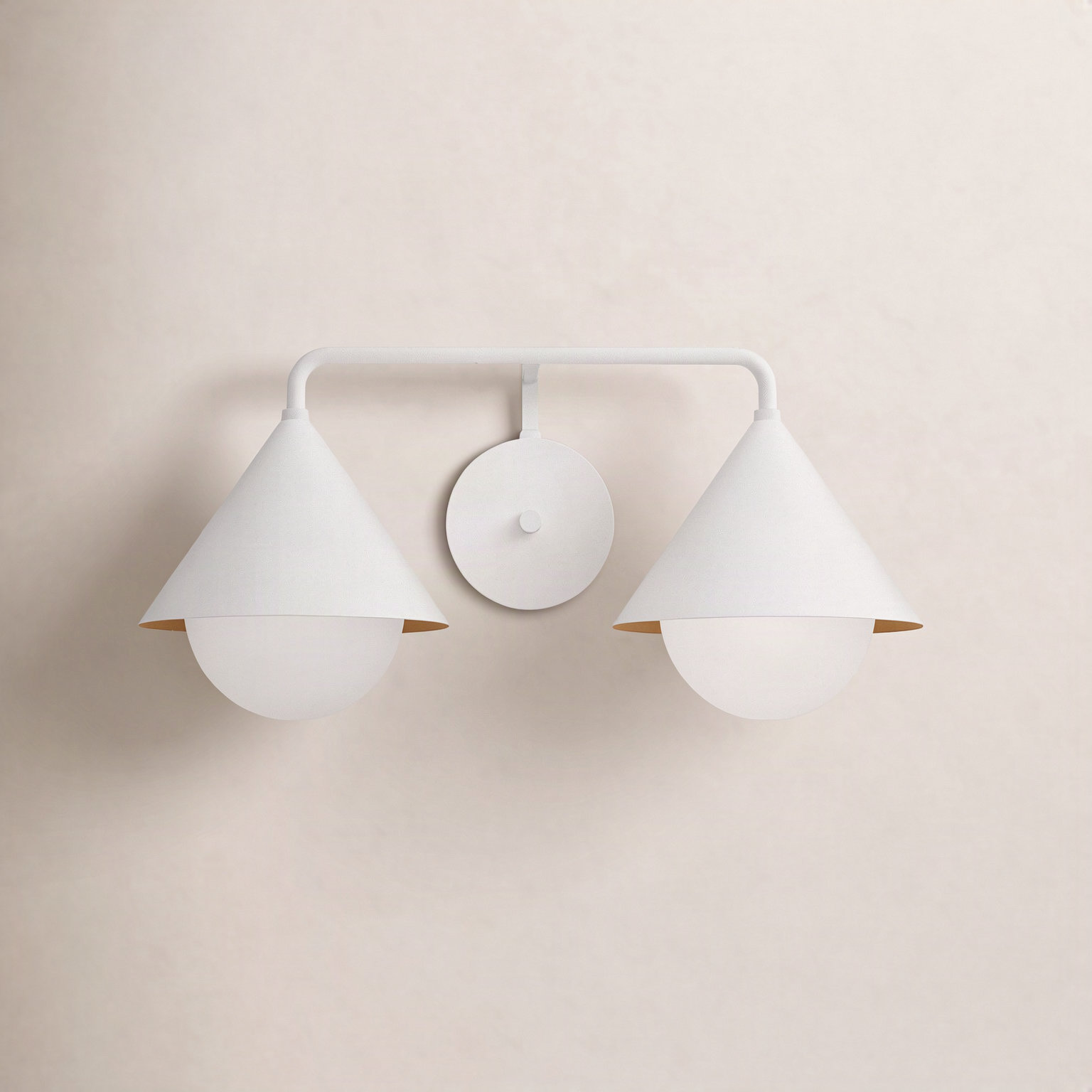 Ireland 2 Light Glass Dimmable Armed Sconce, White/Opal Glass