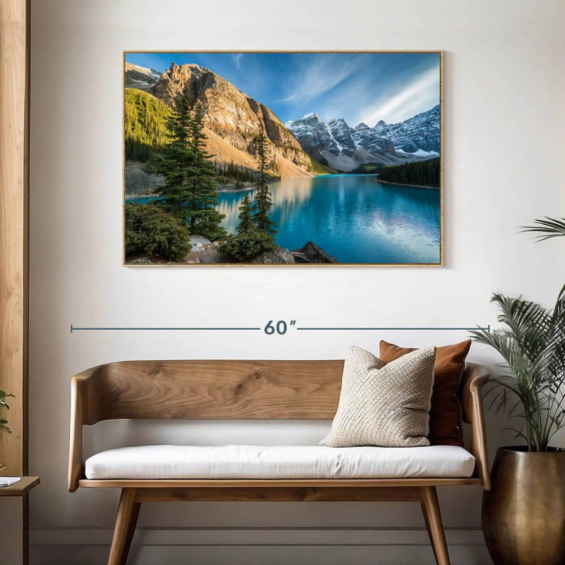 Lac Moraine Glorious, Cadre flottant en bois naturel, 46 po x 31 po