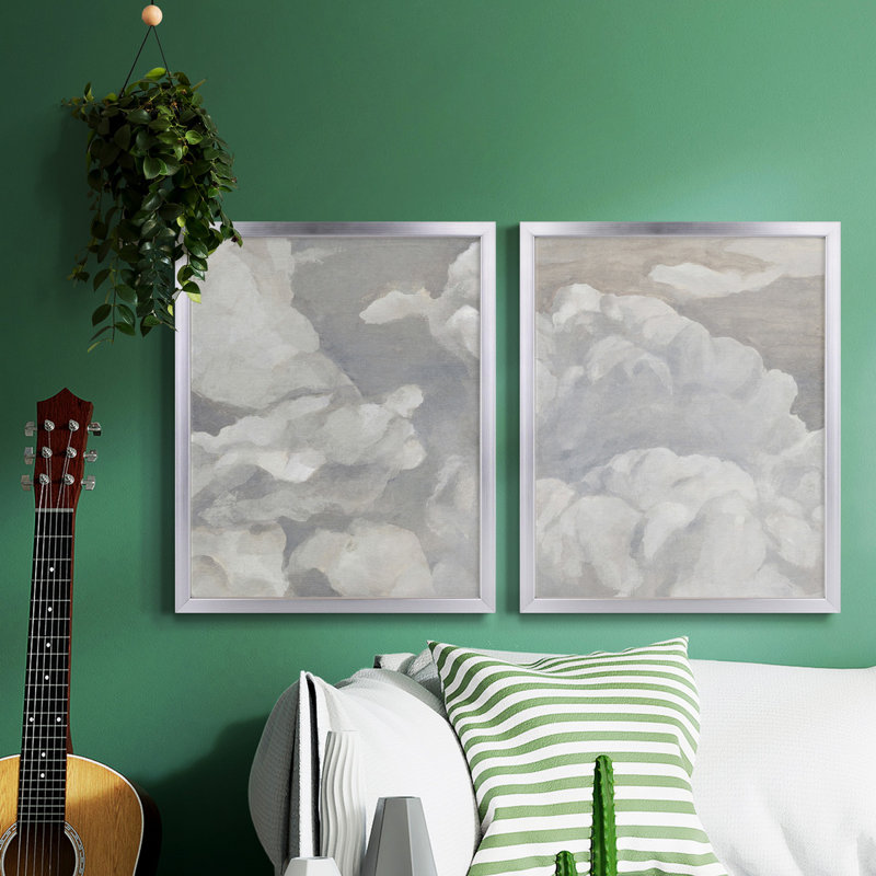 Scattered Sky I - ensemble de 2 reproductions d'art sur toile encadrées
