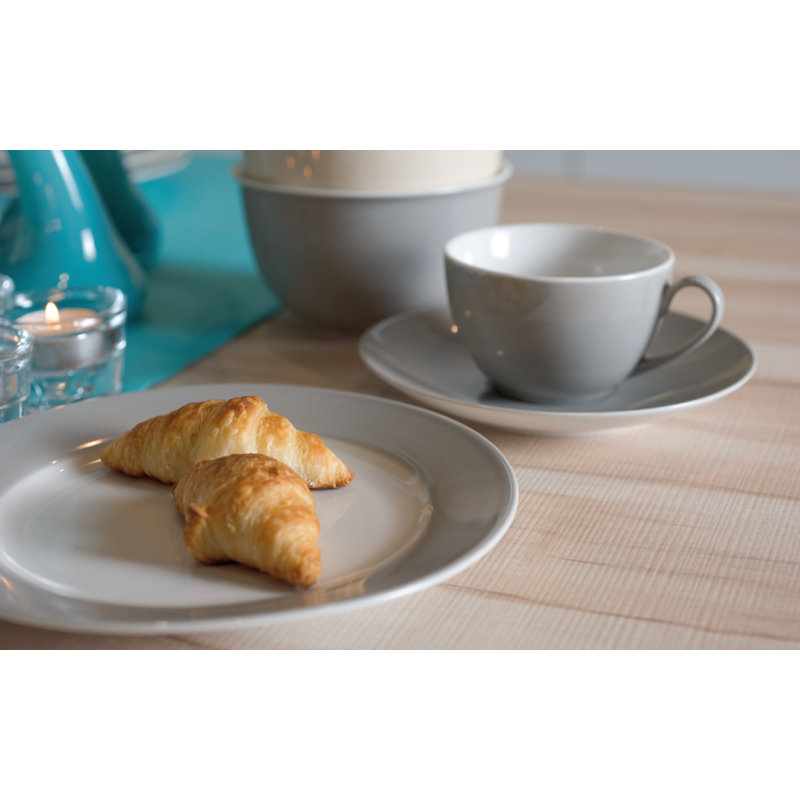 12 Piece Dinnerware Set, Service for 4, Grey/White