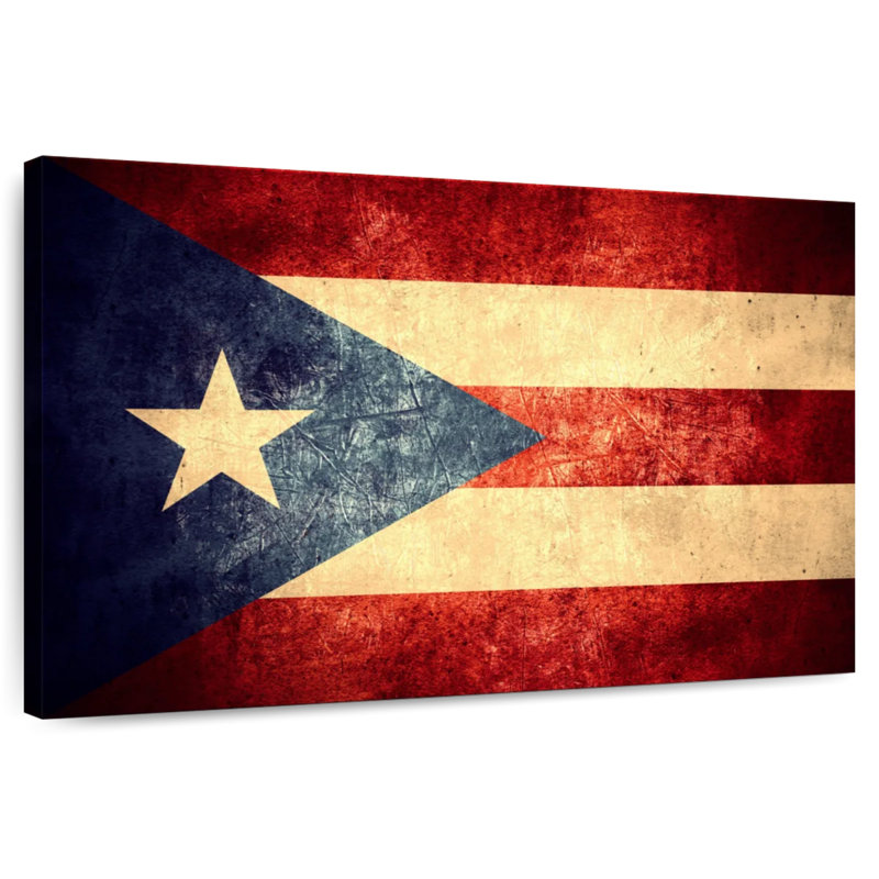 Vieux drapeau portoricain Borges, H 16 po x l 24 po
