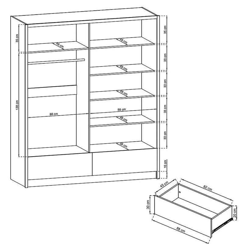 Benyameen 2 Door Manufactured Wood Wardrobe