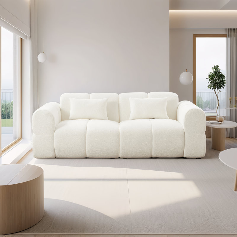 Upholstered Boucle Sofa, White