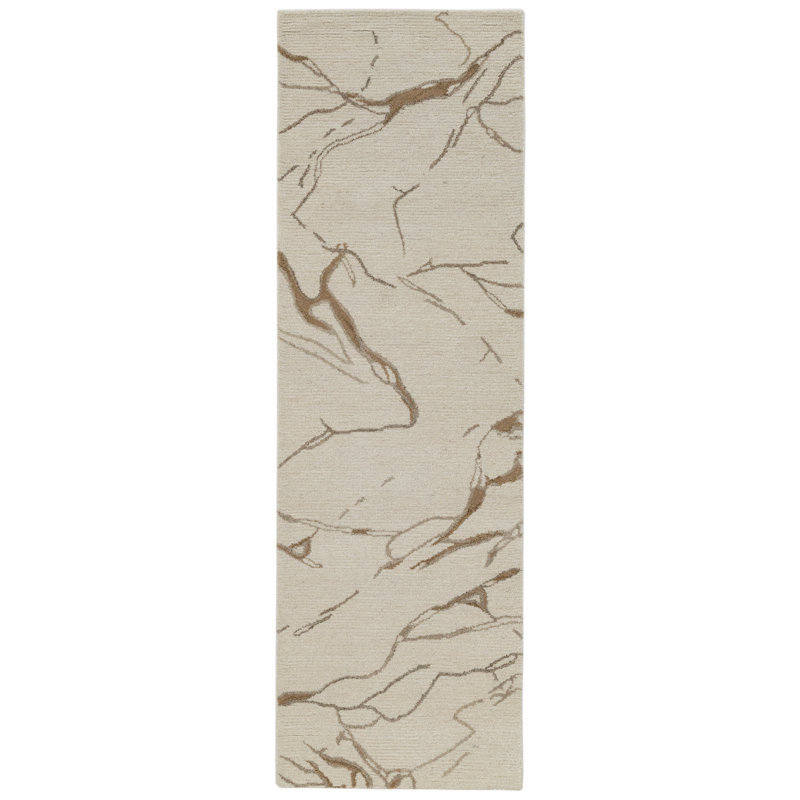 Dannie Ada Hand-Tufted Wool Abstract Area Rug, Runner 2'6" x 8', Ivory