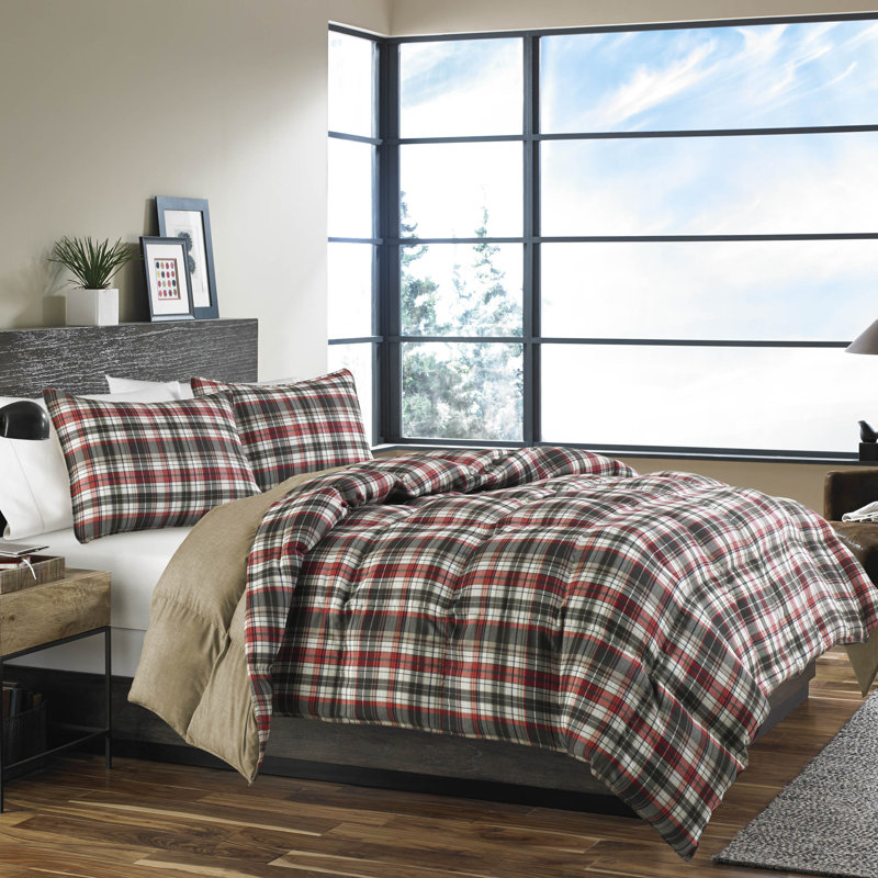 Astoria Red and Slate Plaid Cotton Comforter Set