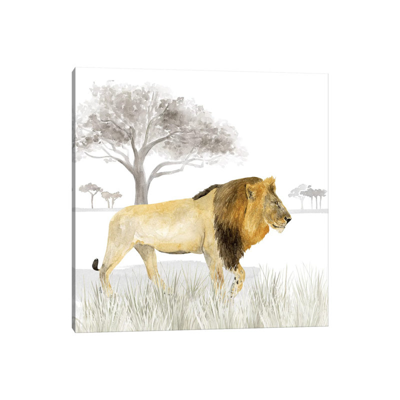 Serengeti Lion Square by Tara Reed - Wrapped Canvas Painting, 45.72 cm H x 45.72 cm W x 1.91 cm D