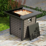 45 Inch 50,000 BTU Rectangular Wicker Fire Pit Table Propane Gas Fire Pit Table for Outside Patio