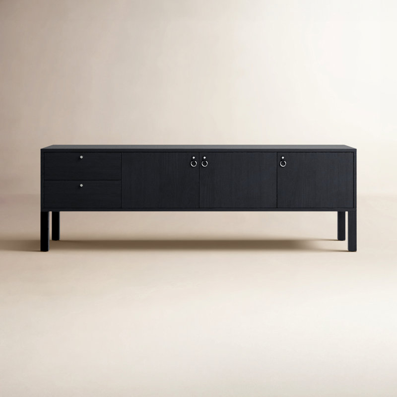 Isador Solid Wood Media Console, Black Wash Poplar
