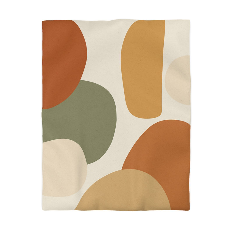Microfiber Duvet Cover Boho Style, Design 13, Natural/Green/Orange/Cream, Twin Duvet Cover