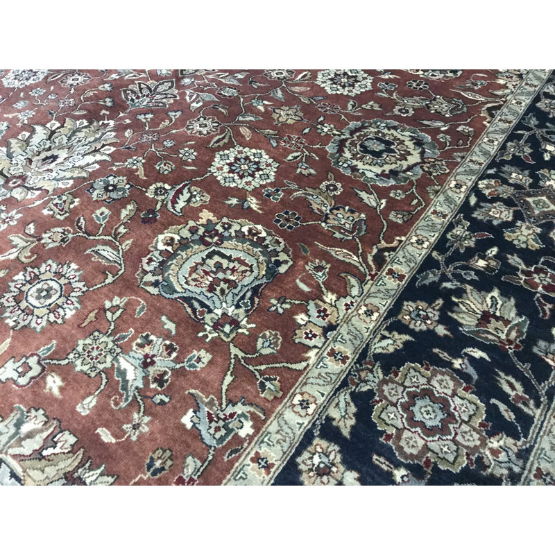 Gramercy Wool Oriental Area Rug in Rust/Navy