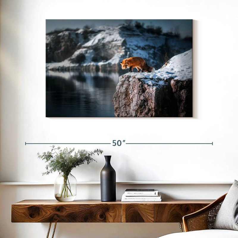 Brampt Fox On Cliff, 26" H x 39" W