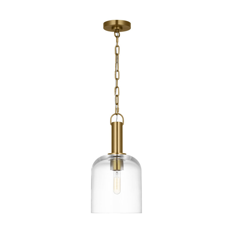 Thom Filicia Hartley 1 Light Kitchen Pendant With Clear Shade, Burnished Brass