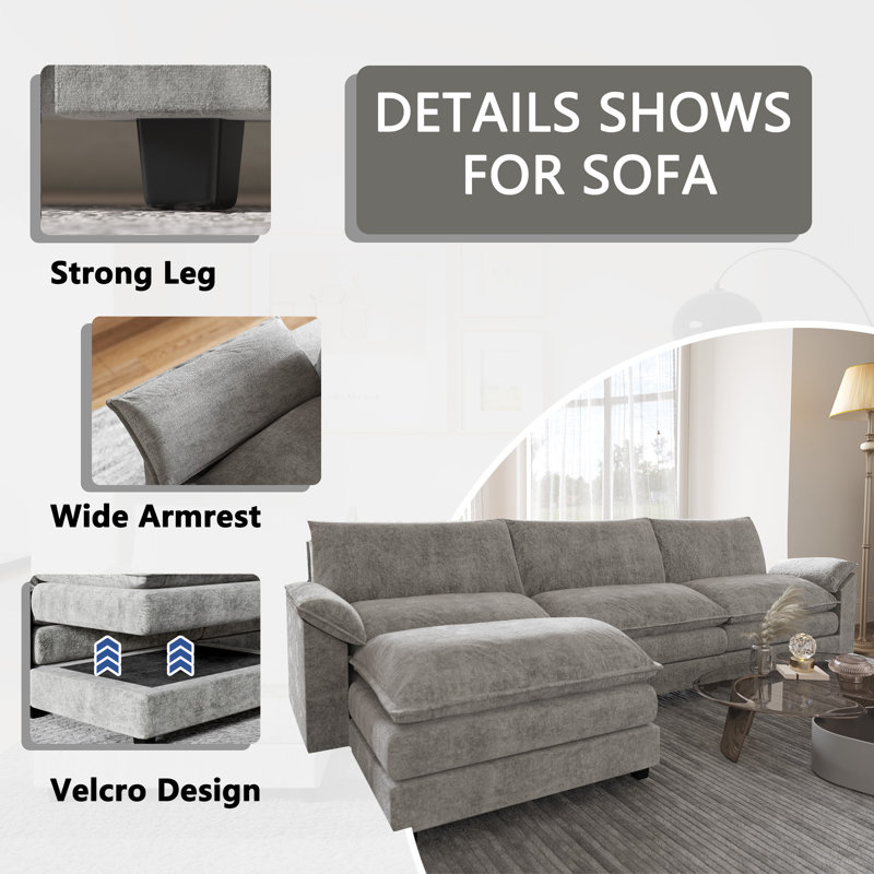 Arlynda 4 - Piece 118.9" L-Shaped Upholstered Sectional Sofa Couch