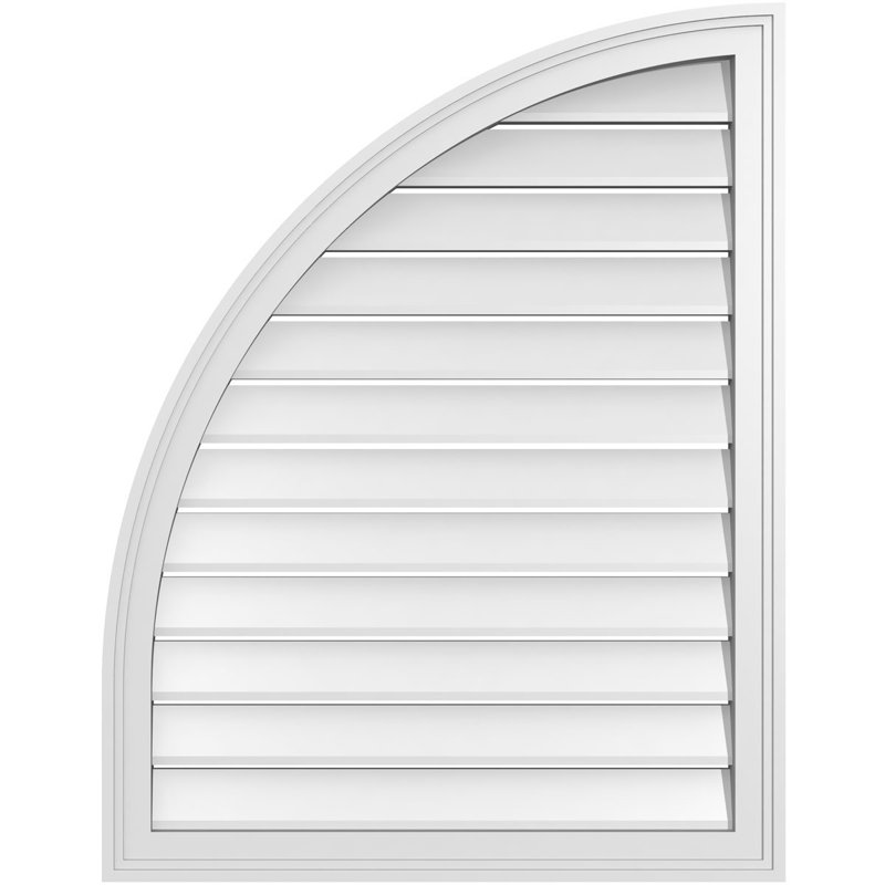 Quarter Round Left Surface Mount Signature Urethane Functional Gable Vent, Primed Tan, 26" H x 14" W x 2" D