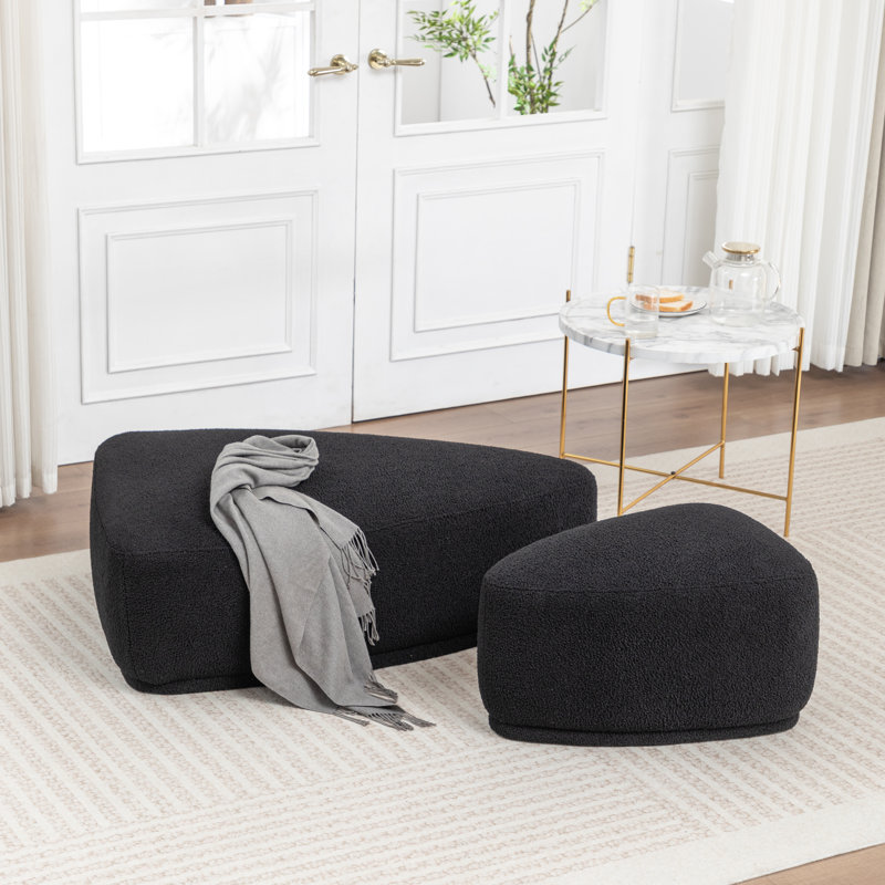 Sam 2 - Piece Faux Fur Upholstered Ottoman, Black