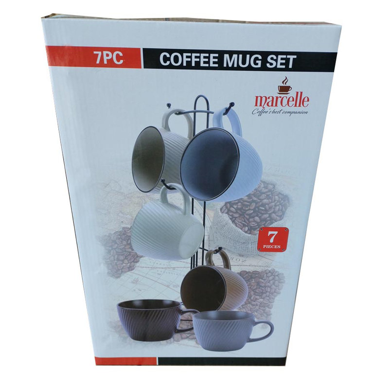 ENSEMBLE DE TASSE 16PCS 16PCES MARCELLE AVEC SUPPORT NOIR DANS UNE BOÎTE DE COULEUR