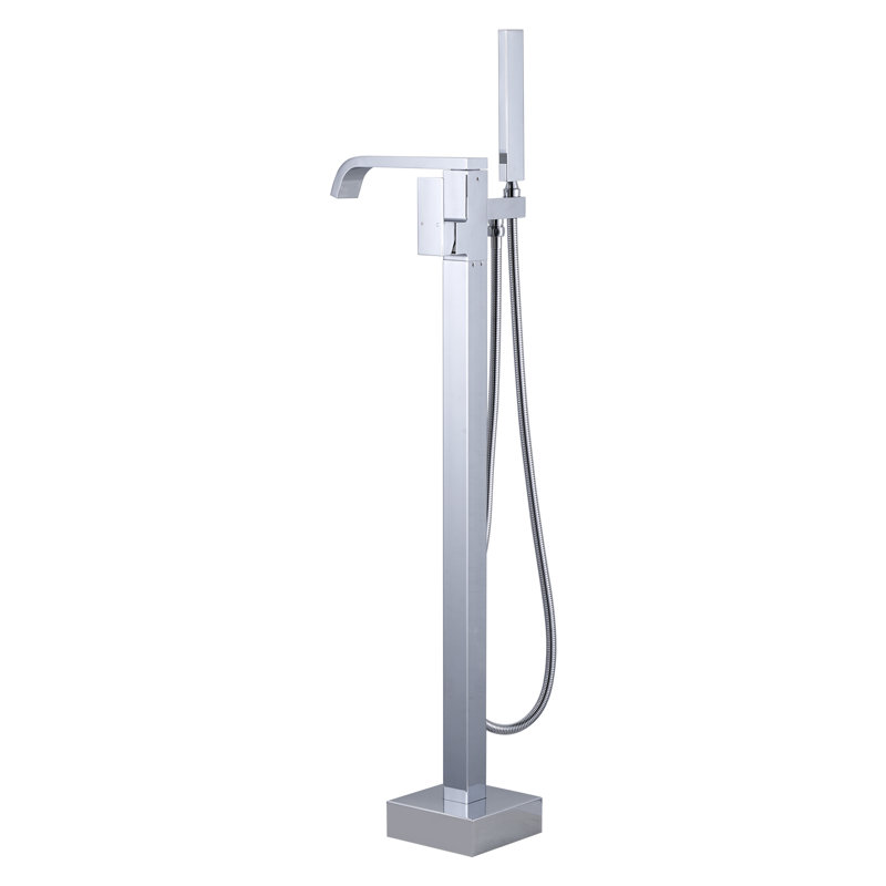 1 Handle Bathroom Freestanding Tub Filler with Diverter, Polished Chrome