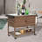 Outdoor Wicker Bar Cart With Wheels & Glass Top, Rolling Beverage Serving Table – Patio, Garden, Poolside