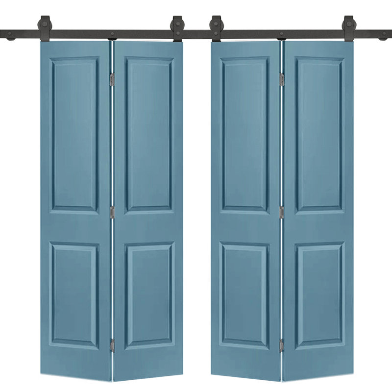 Portes de grange doubles en panneaux de fibres à densité moyenne composites avec ensemble de quincaillerie d'installation