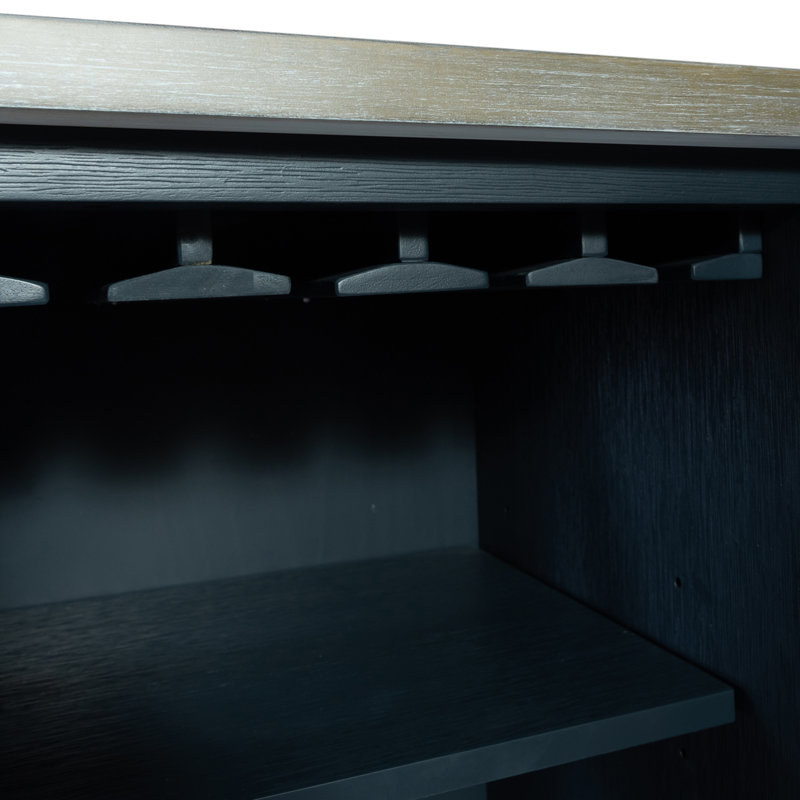 Navy Transitional Rubberwood Pine Server with Storage
