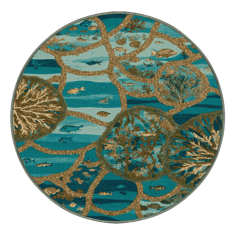 Tapis vert lavable à la machine, Rond 5 pi