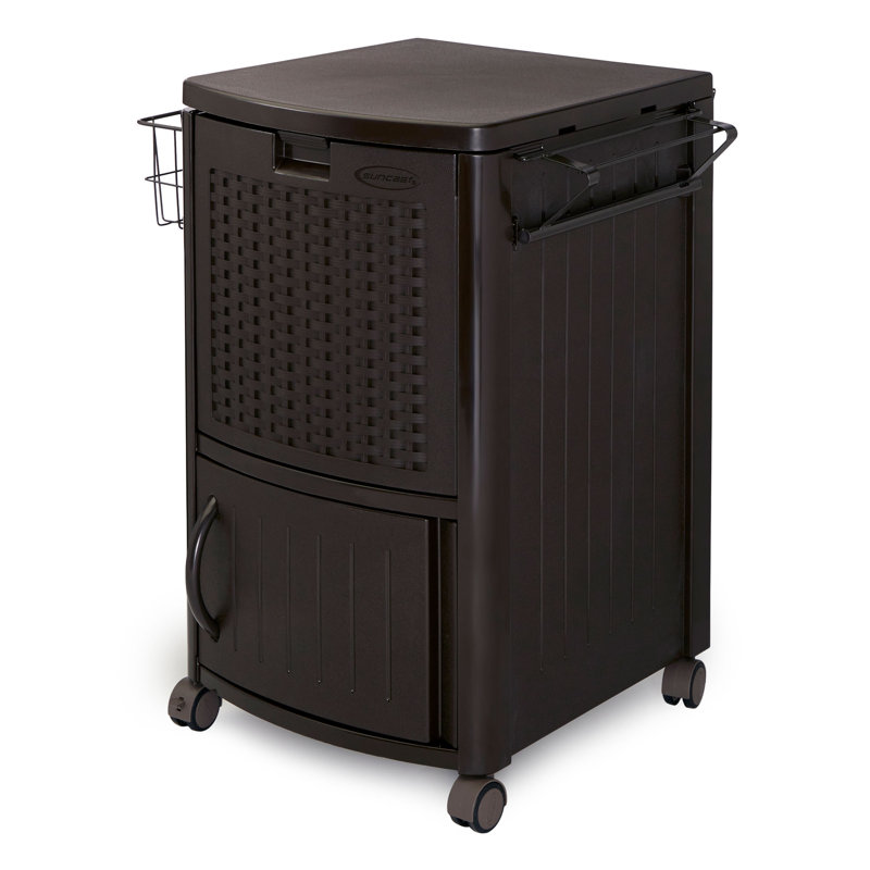 Suncast 18.81 in. W x 21.06 in. D Resin Wicker Deck Cooler with Storage Cabinet, Made in the USA