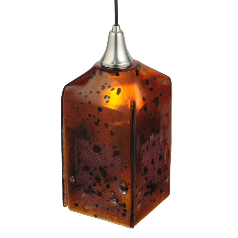 Brushed Nickel Brown Glass Mini Pendant Light