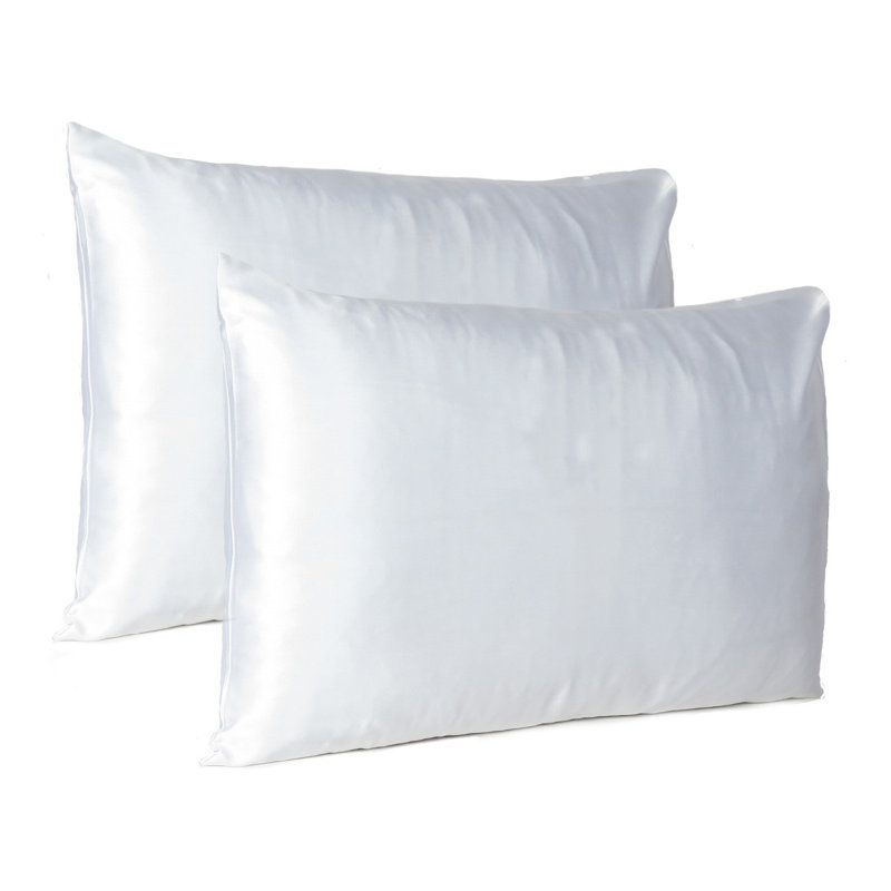 Taie d'oreiller en satin , Blanc, Standard