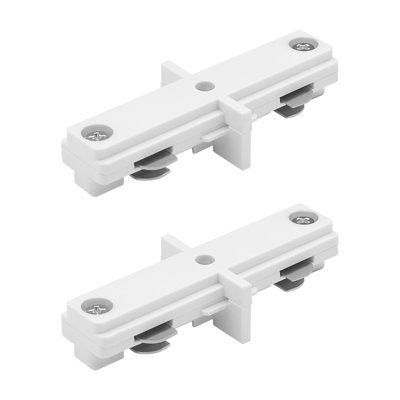 Mini-connecteur droit Luxrit H Rail Track, 120V à circuit unique, composant de distribution d'alimentation sans lumière pour rail d'éclairage de type H, blanc, paquet de 2