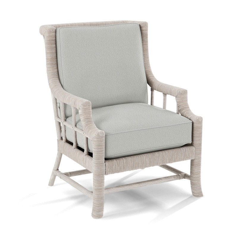 Fauteuil Lafayette, Blanc antique givré, Bleu sarcelle géométrique 0425-53