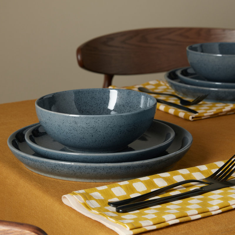 Dark Grey Speckle Coupe Dinner Plates