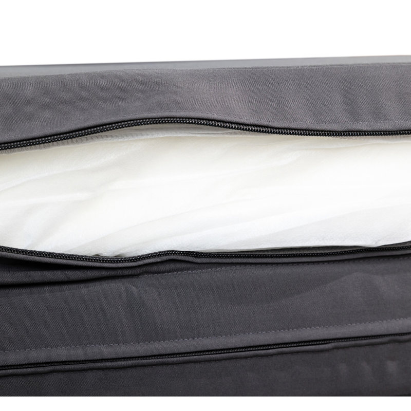 Gray Chaise Lounge Cushion - Triple Folds. Foam Lined For Exceptional Comfort Sensation. 27.59W X 76.35D 4.05H. Weather- . Cover Simple Cleaning Practices. Water- Optimal Comfort. Fabric. Easy Clean.