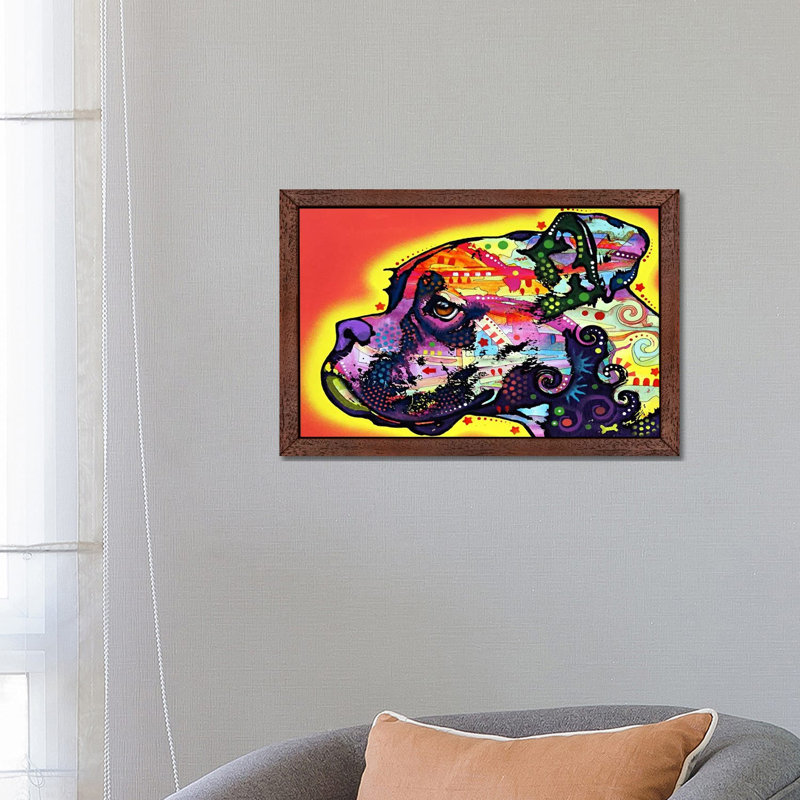 Profile Boxer by Dean Russo - Wrapped Canvas Print, Brown Framed, 66.04 cm H x 45.72 cm W