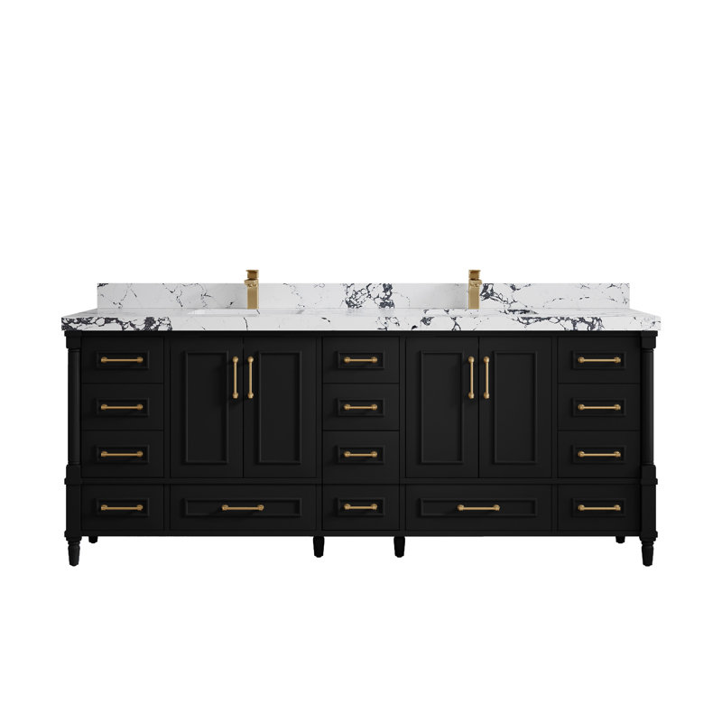 Aberdeen Bathroom Vanity, 2 IN Viola Night, Carrara Marble