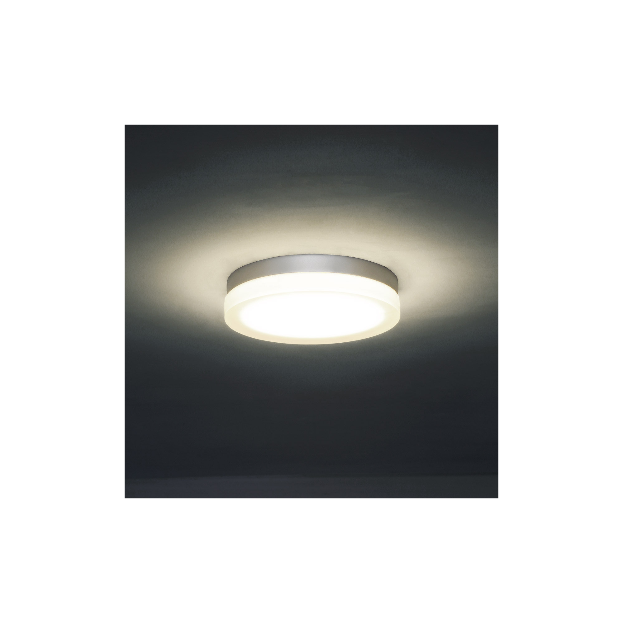 Single Light Glass LED Flush Mount, 2700K, 2.5" Hx 14" W x 14" D, Titanium