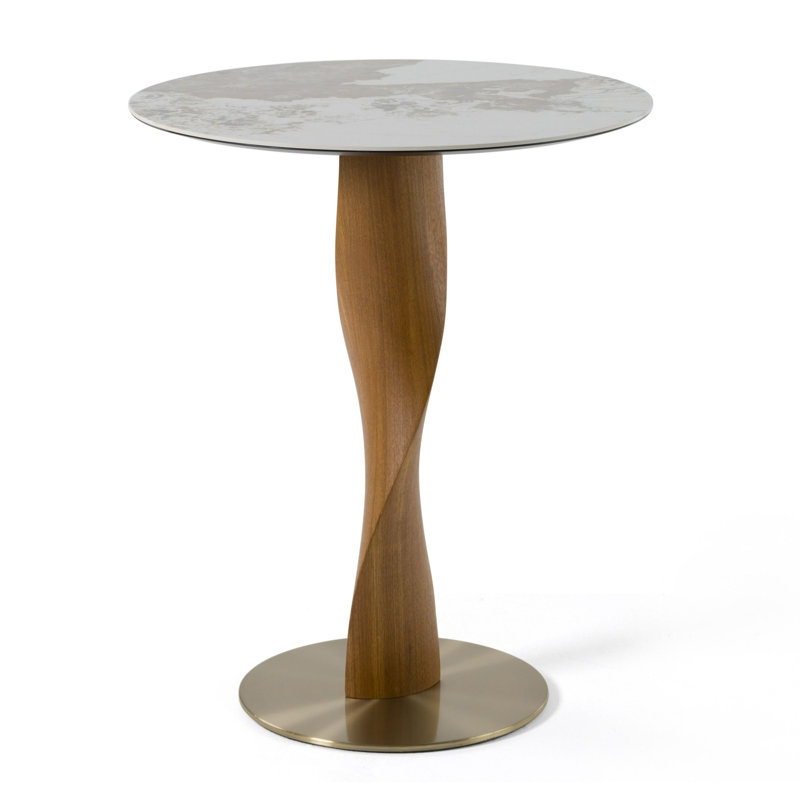 Calvary - Table de bar style Mid-Century moderne en céramique et noyer