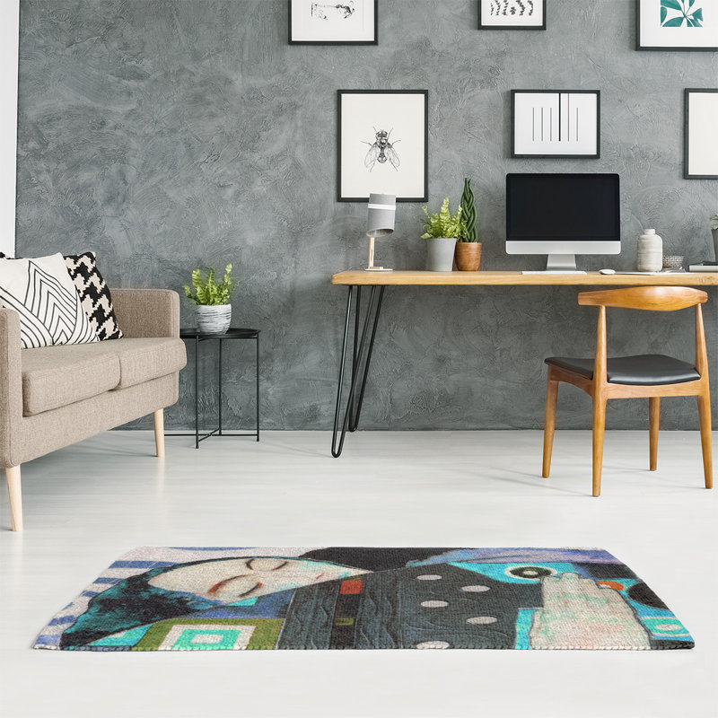 Tapis bleu/gris, Rectangle 2 pi x 3 pi