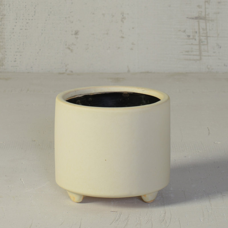 Pot de fleurs en céramique, Blanc, H 4,25 po x l 5 po x p 5 po