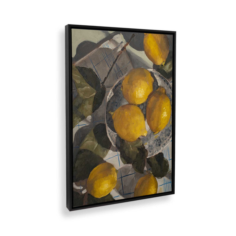«Lemons In Light Shadow» par Miss Mustard Seed, reproduction d'art, Black, Floater Frame, 16" H x 12" W