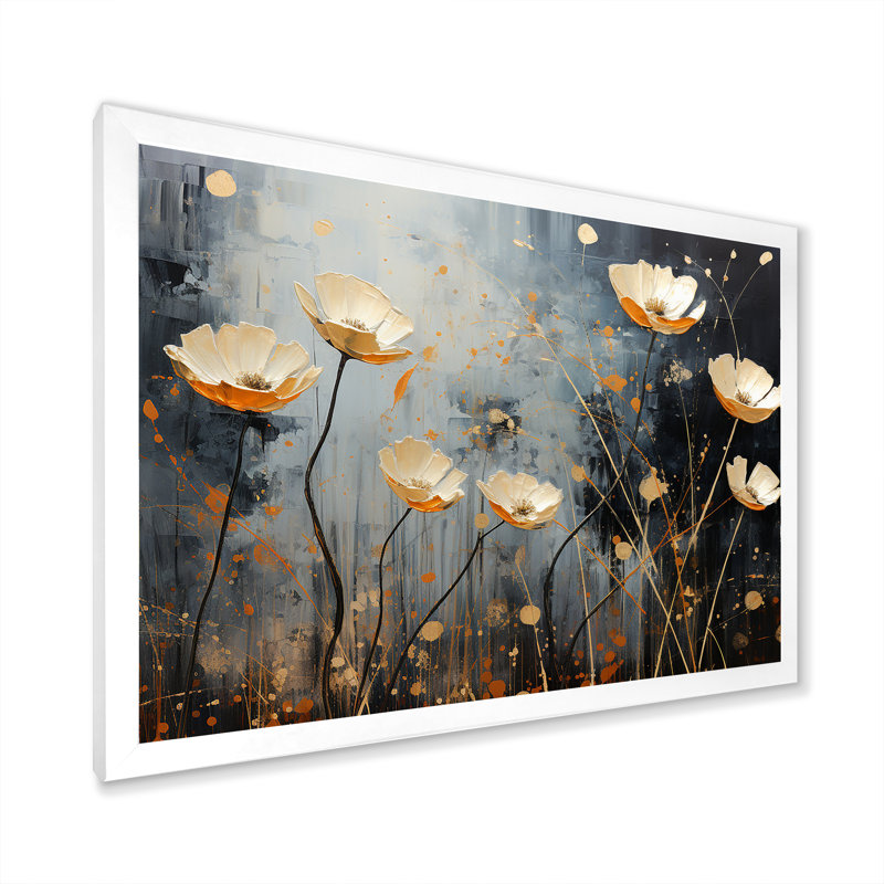 Gilded Garden Blooming Meadows I, Cadre simple blanc, H 34 po x l 44 po x P 1,5 po