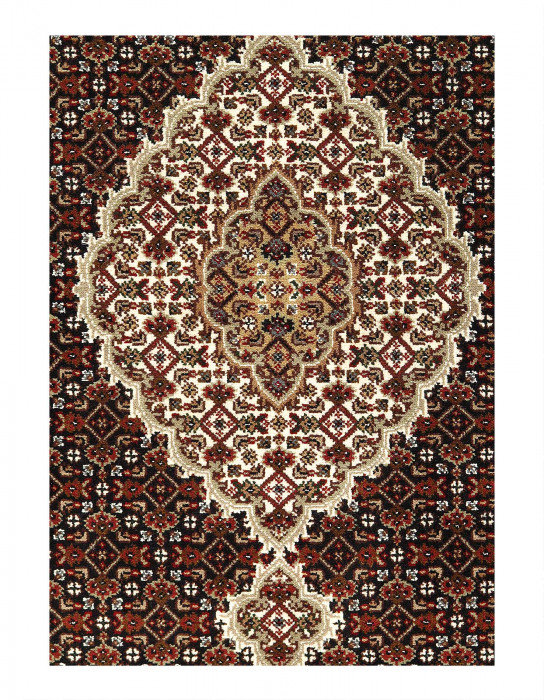 Tapis en soie et laine Tabriz Mahi Design 4 pi x 6 pi