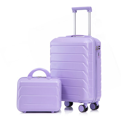 14"/20" 2 Pcs/Set In ABS Spinner Wheel Luggage, With Combination Lock,14" Cosmetic Case