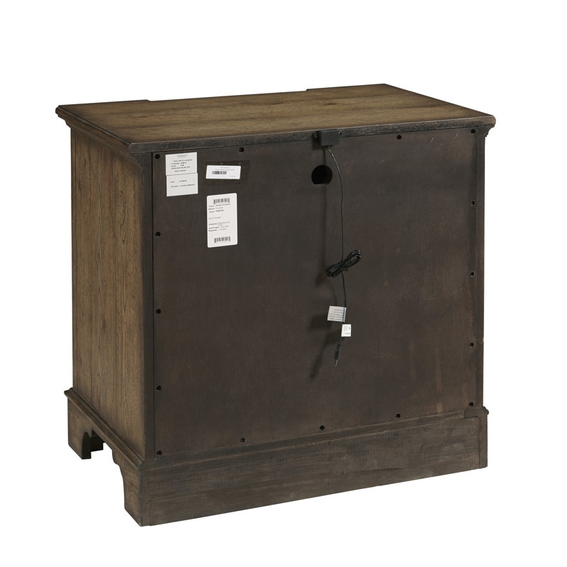 Village Lane Brown 3-Drawer Rubberwood Nightstand