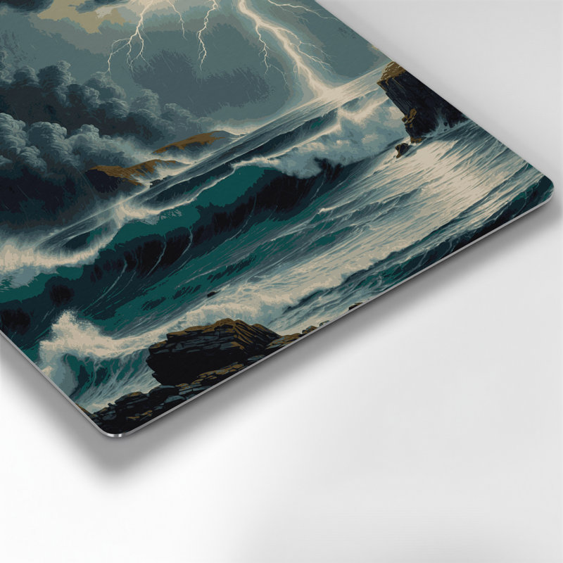 «Coastal Storm Season», art mural en métal bleu