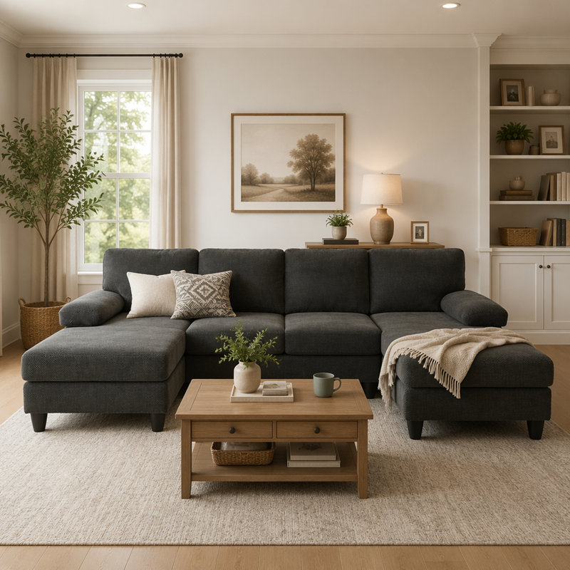 Canapé Nubby Upholstery, Polyester gris foncé